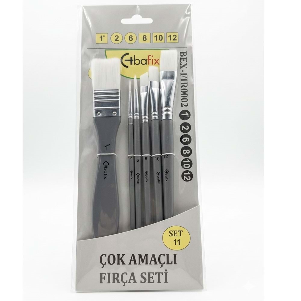 Bafix Fırça Seti Set-11 gri (1,2,6,8,10,12) 6 lı Bfx-Fır0002