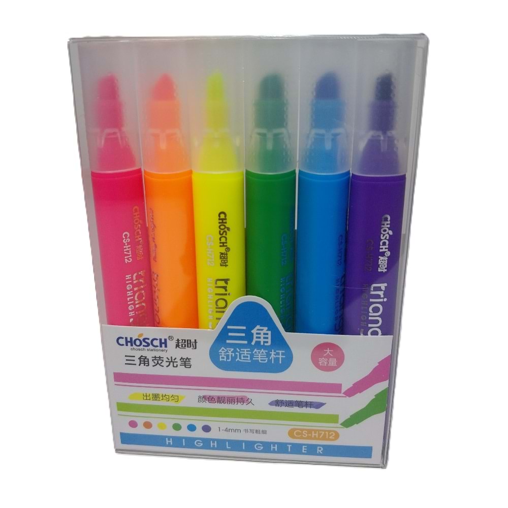 Bafix Fosforlu Kalem Kalem Tipi Chosch 6 Renk Blister CS-H712