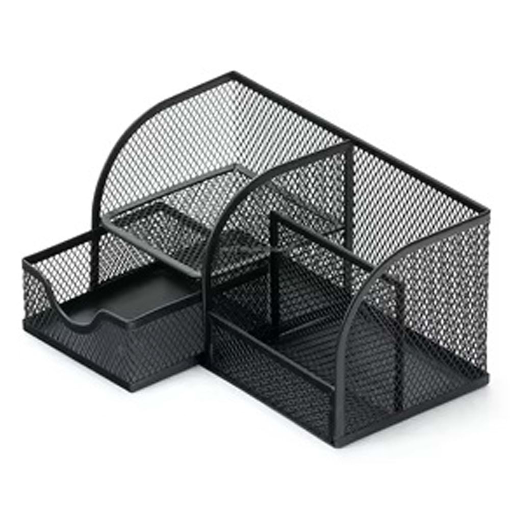 Bafix Metal Kalemlik 4 Bölmeli Siyah Mmk7023