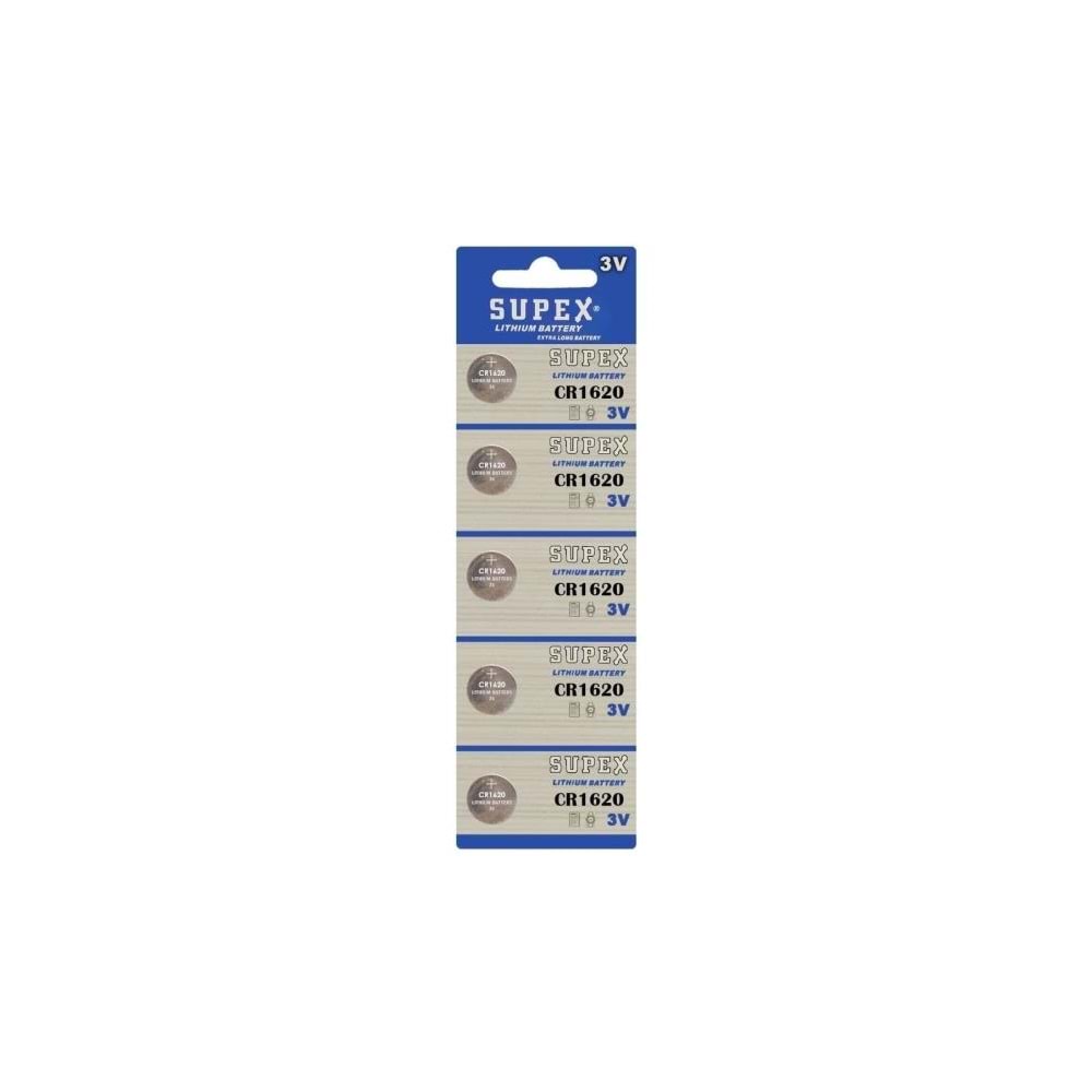 Supex CR1620-C5 3V Lityum Düğme Pil 5'li Paket