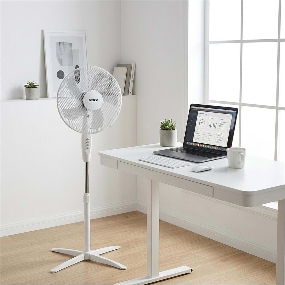 Everest FAN10 Valora Air Beyaz-Gri 16 Maks 45W 3 Kademe 1200RPM Yıldız Ayak 5 Bıçaklı Vantilatör