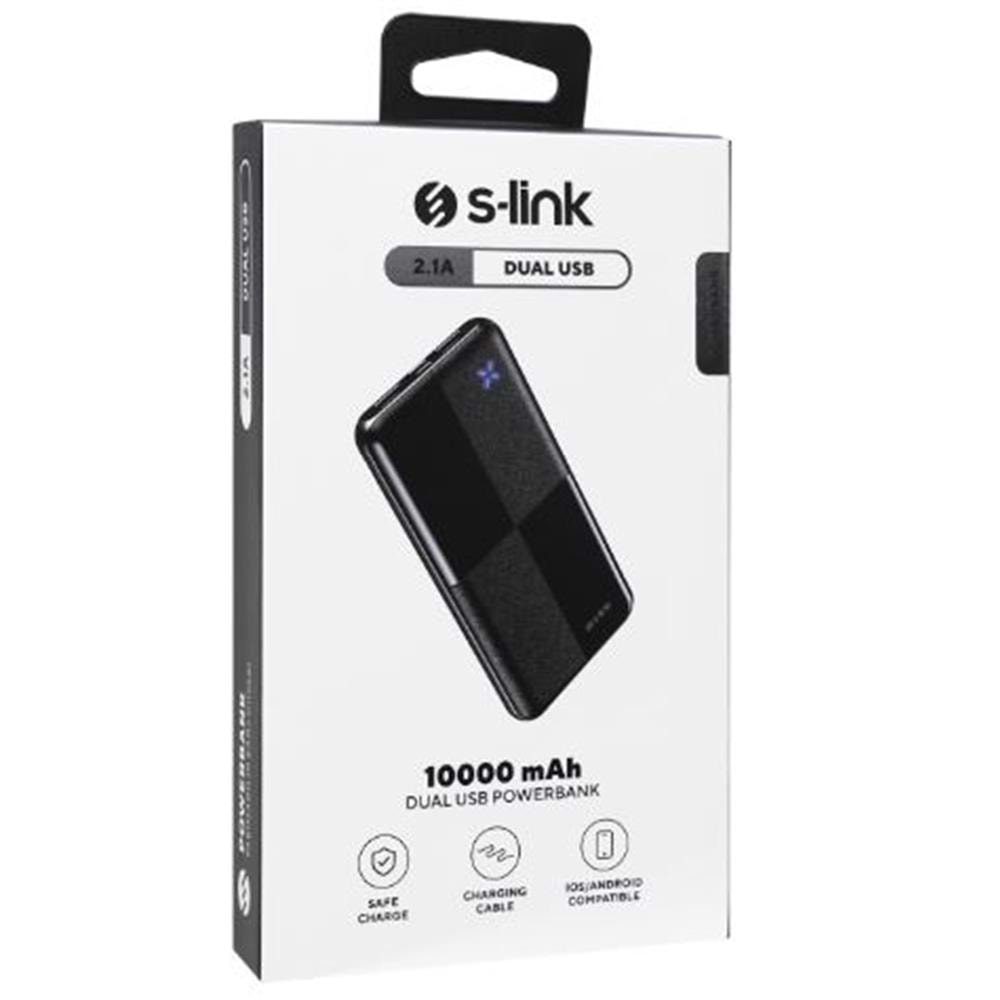 S-link IP-G12N 10000mAh Micro+Usb+ Type-C Giriş+Çıkış Siyah Taşınabilir Pil Şarj Cihazı Powerbank