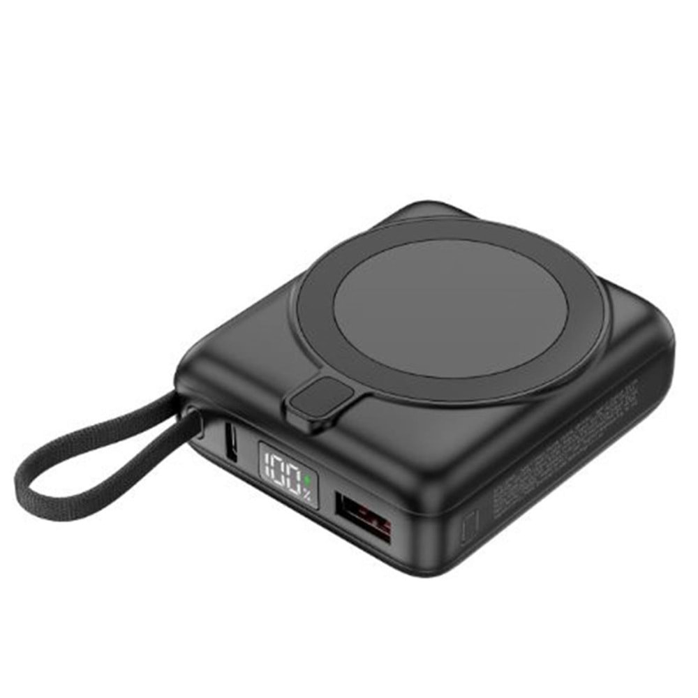 S-link M10L 10000mAh Magsafe 15W PD22.5W+QC3.0 18W Siyah Led Logo Şarj Cihazı Powerbank