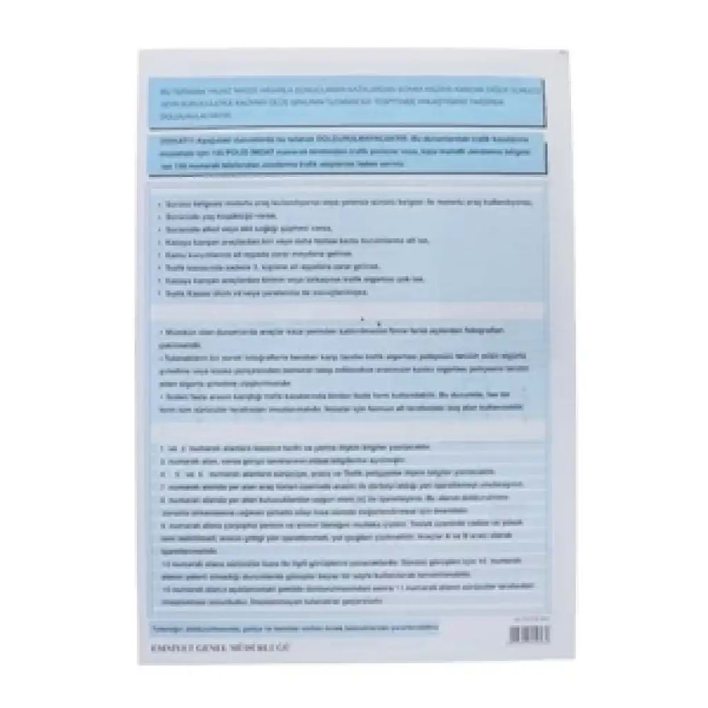Altınyıldız Kaza Tutanağı Otokopili 50 Li OM053