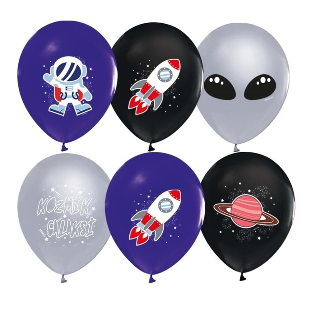 Balonevi Balon 4+1 Kozmik Galaksi Baskılı 12
