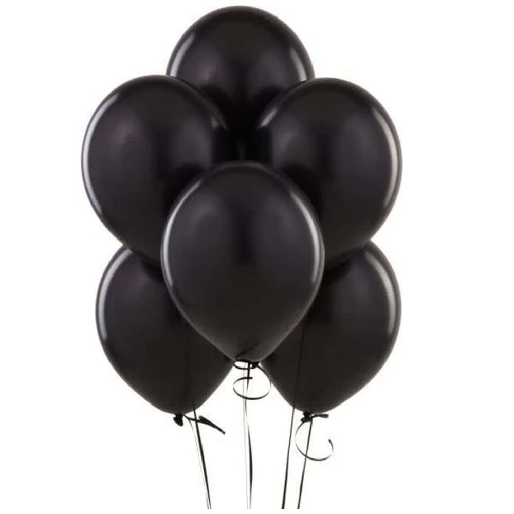 Balonevi Balon 12 İnc Baskılı Metalik Siyah (1 Adet)