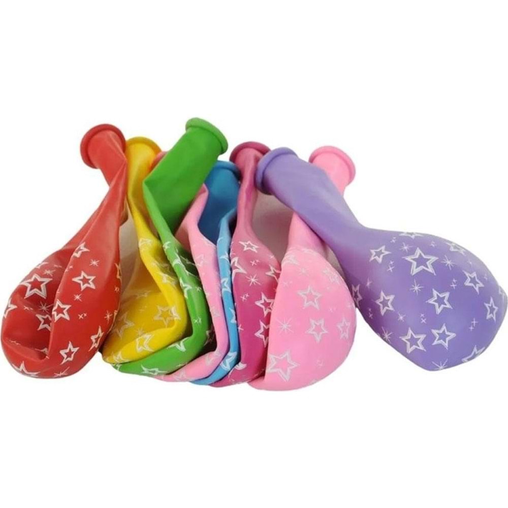 Balonevi Balon Çepeçevre Yıldız Baskılı 12 İnc Balonlar 8 Li
