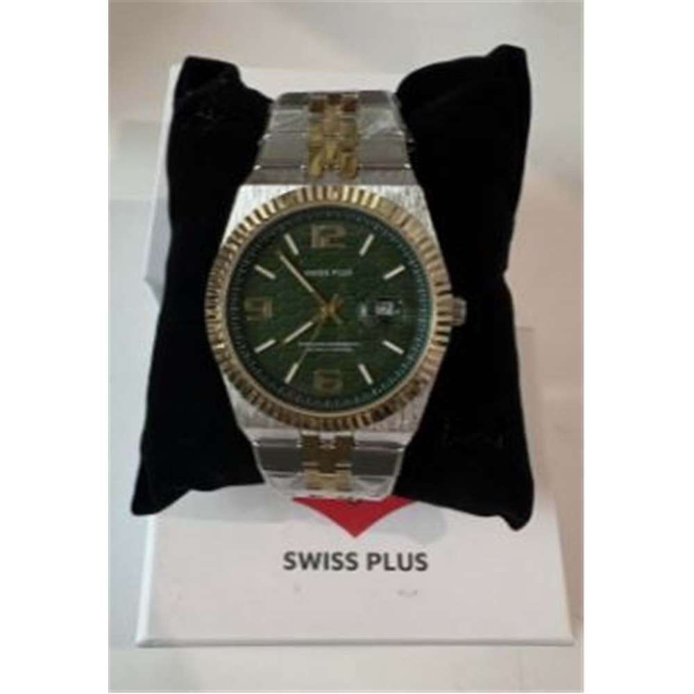 Swiss Plus Man Watch Premium Seri Model-3 ST3450AGS Green-Gold(Kol Saati)