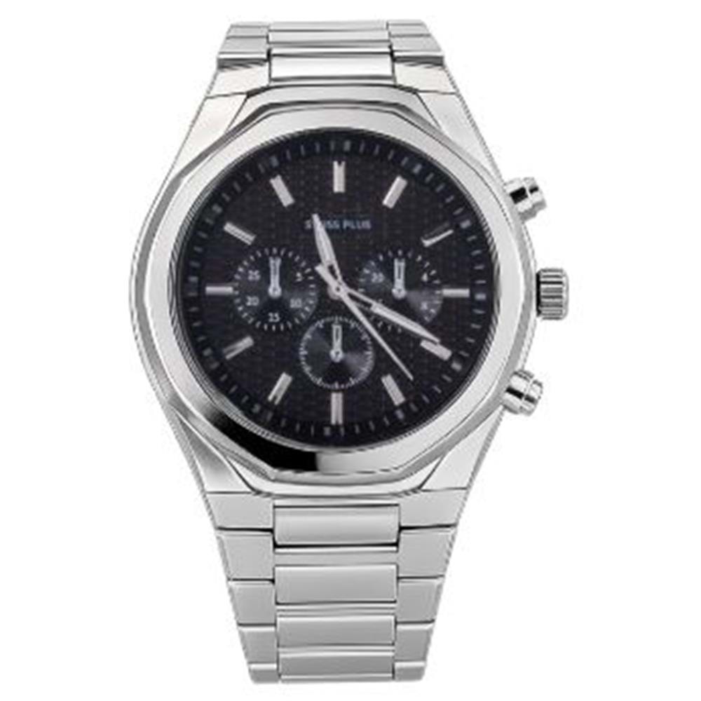 Swiss Plus Man Watch Basic Seri Model-4 ST3503AGS Plus Black-Silver(Kol Saati)