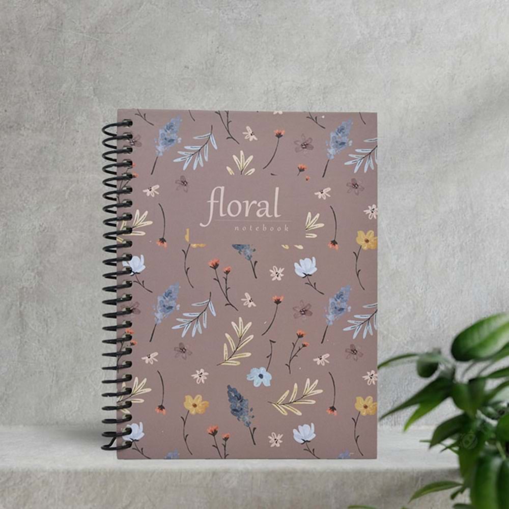 Dilman Flower Spiralli Defter 16x22 80 YP Çizgili 6191