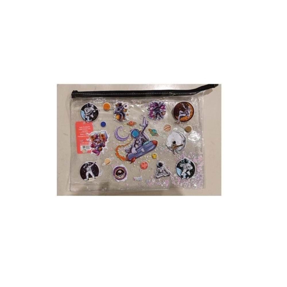 Vuki Fermuarlı Şeffaf Dosya Sulu A4 Astronot 1/S VK-0073-07