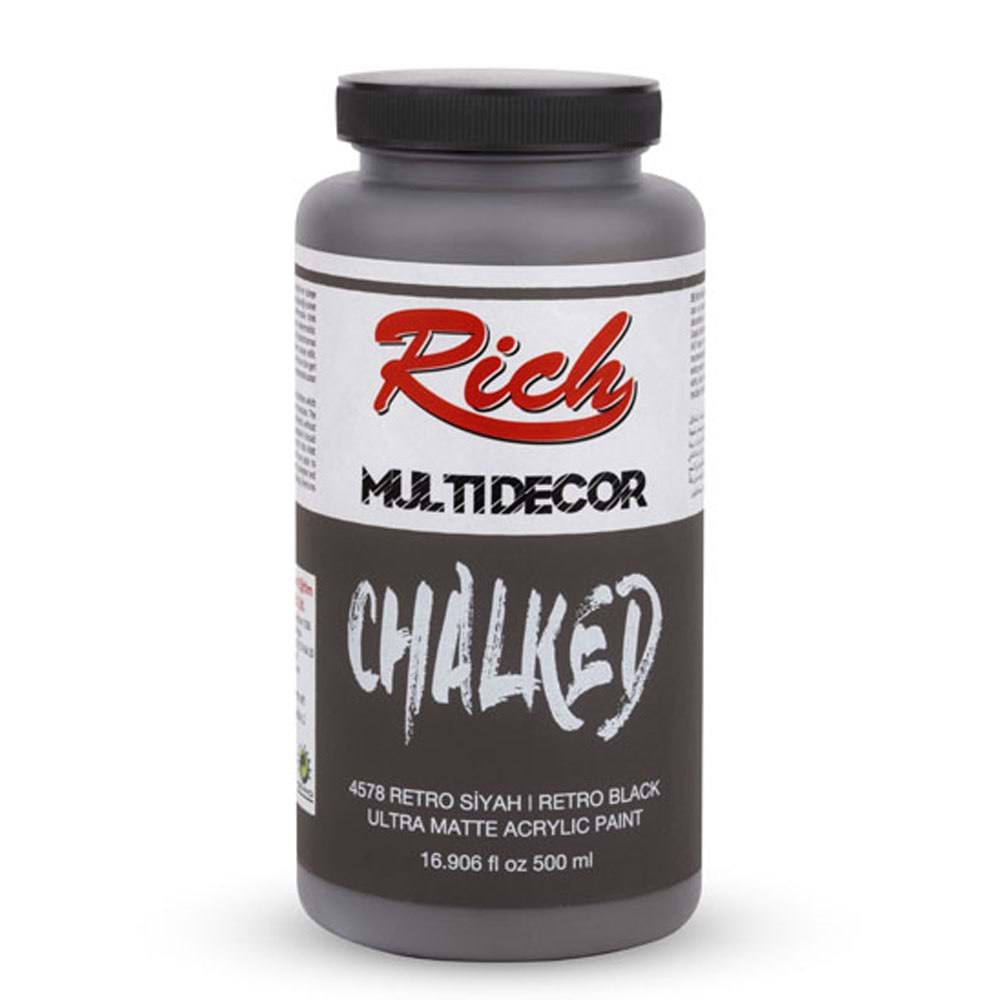 Rich Akrilik Boya Multi Decor Chalked 500 CC Retro Siyah 4578