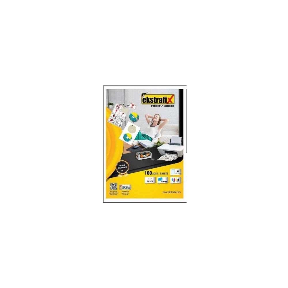 Ekstrafix Laser Etiket 100 YP 105x56 Laser-Copy-Inkjet FİX-5510