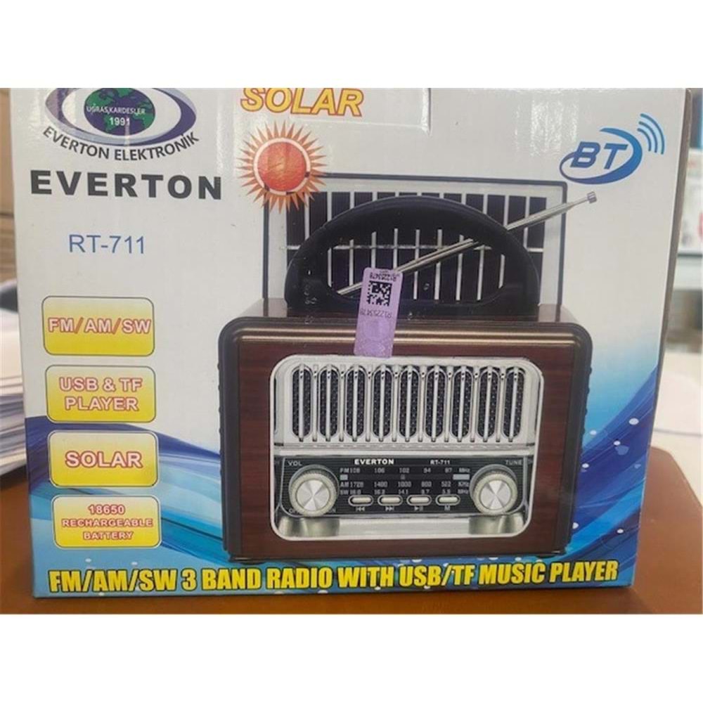Everton Rt-711-Usb-Tf-Am-Fm-Sw-Tws-Usb Güneş Eenerjili Nostaljik Radyo