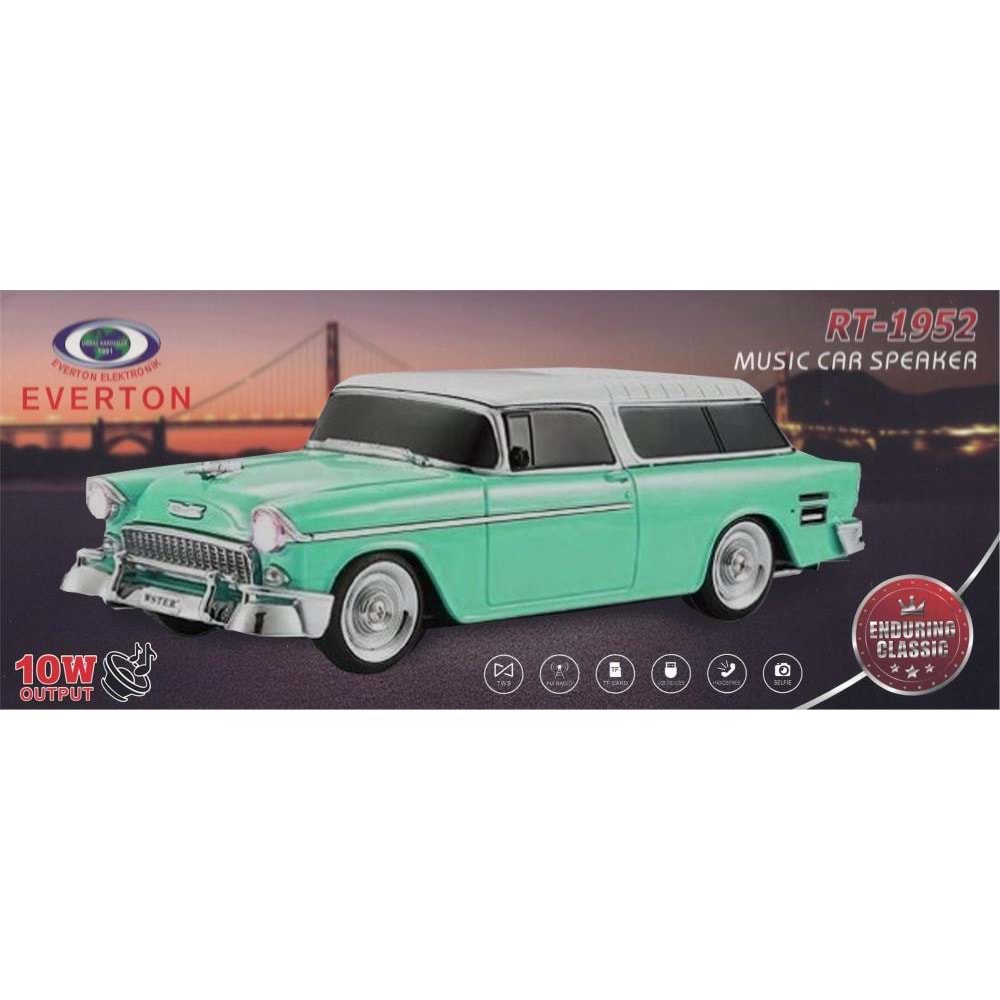 EVERTON RT-1952 Turkuaz Arabalı Bluetooth Fm-Usb-Tf-Aux Şarjlı Nostaljik Radyo