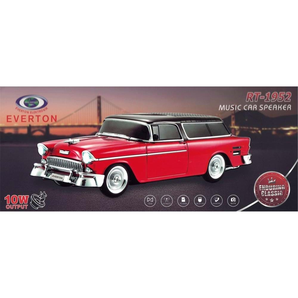 EVERTON RT-1952 Kırmızı Bluetooth Fm-Usb-Tf-Aux Şarjlı Nostaljik Radyo