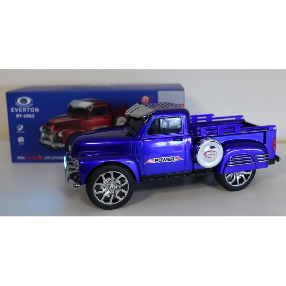 EVERTON RT-1962 Mavi (Blue) Arabalı Bluetooth Fm-Usb-Tf-Aux Şarjlı Nostaljik Radyo