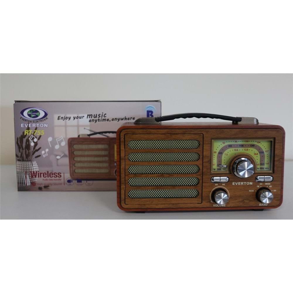 Everton Rt-755 Bluetooth Fm-Usb-Tf-Aux Şarjlı Nostaljik Radyo