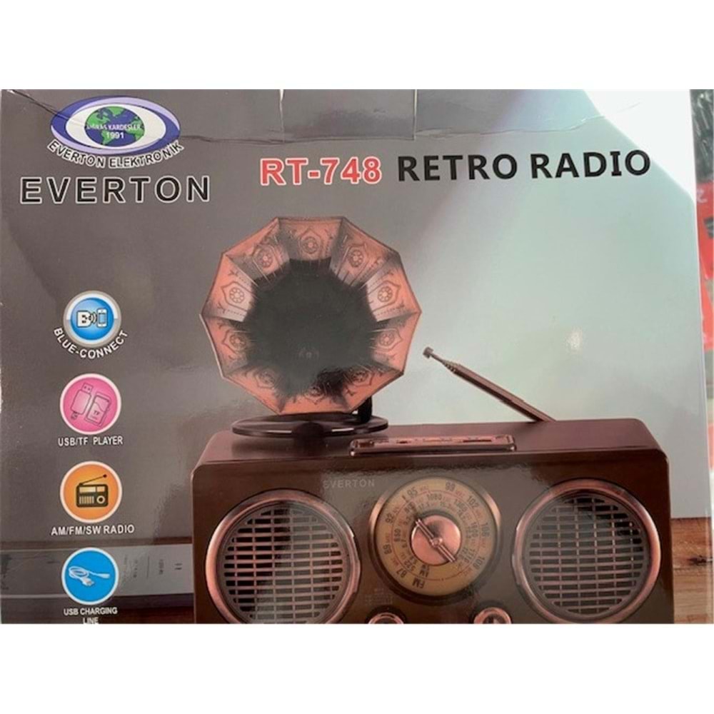 Everton Rt-748 Bluetooth Fm-Usb-Tf-Aux Şarjlı Nostaljik Radyo