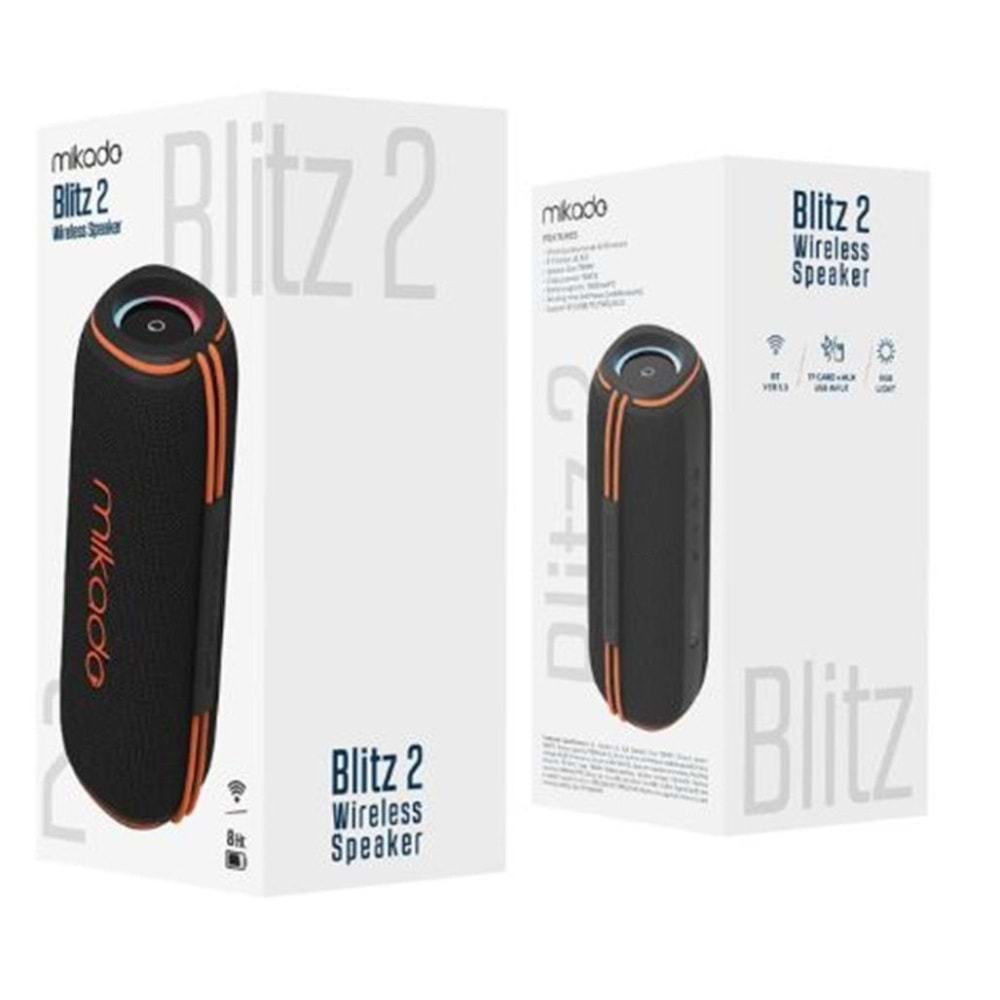 Mikado MD-32BT Siyah IPX6 30W RGB Işıklı 4500mAh TF KART+USB Destekli Bluetooth Hoparlör