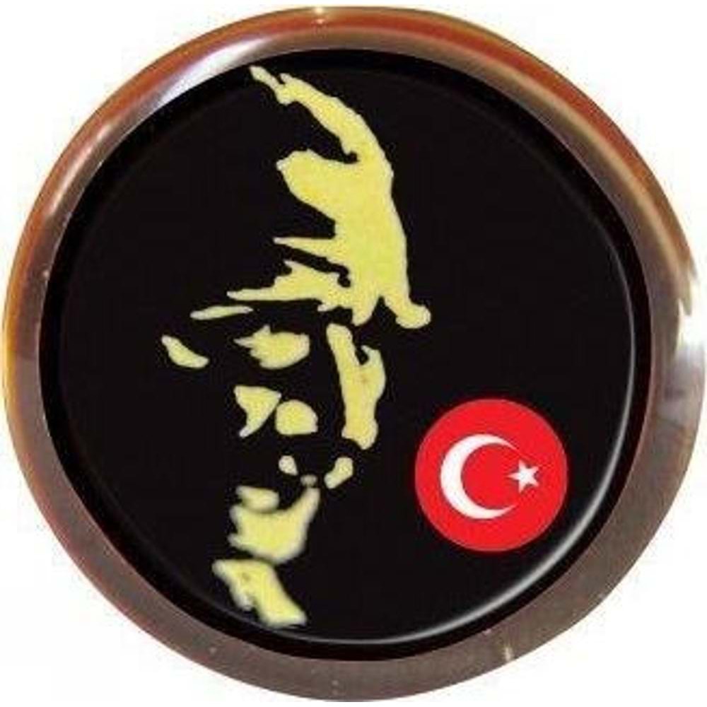 Vatan Rozet Atalı Siyah Baskı Yuvarlak VT620 (1 Adet)