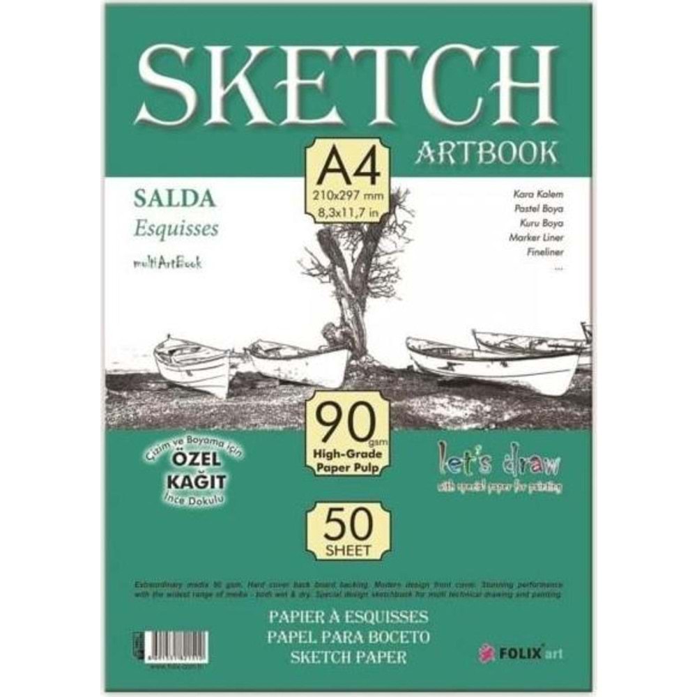 Salda Bloknot Sketch Tutkallı A4 90 Gr 50 SY 821510