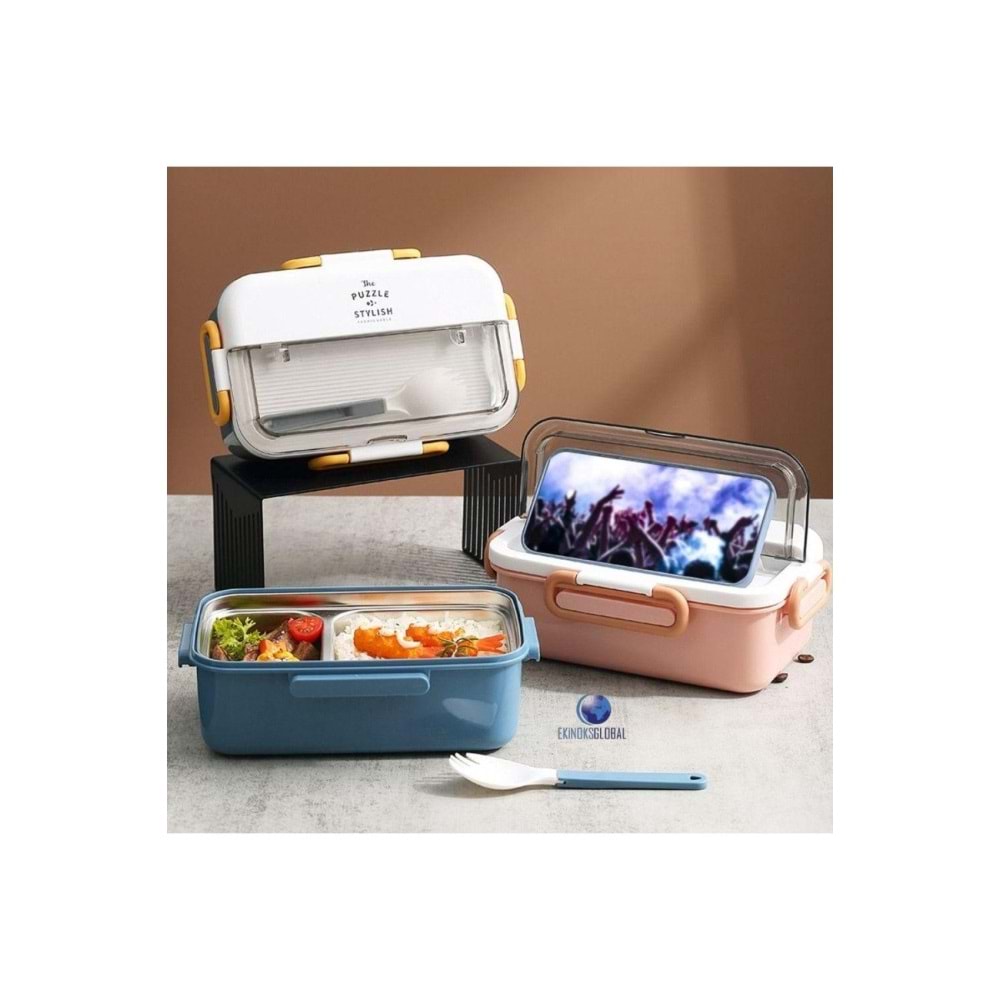 Vagon Life Beslenme Kutusu Lunch Box Paslanmaz Çelik 2 Bölmeli 900 ML Xc-588