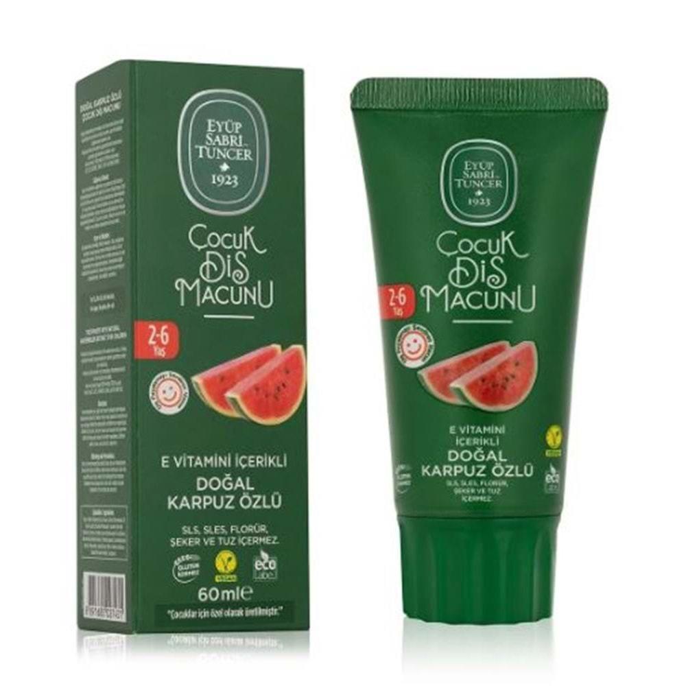 Eyüp Sabri Tuncer Doğal Karpuz Özlü 2-6 Yaş Çocuk Diş Macunu 60 ml