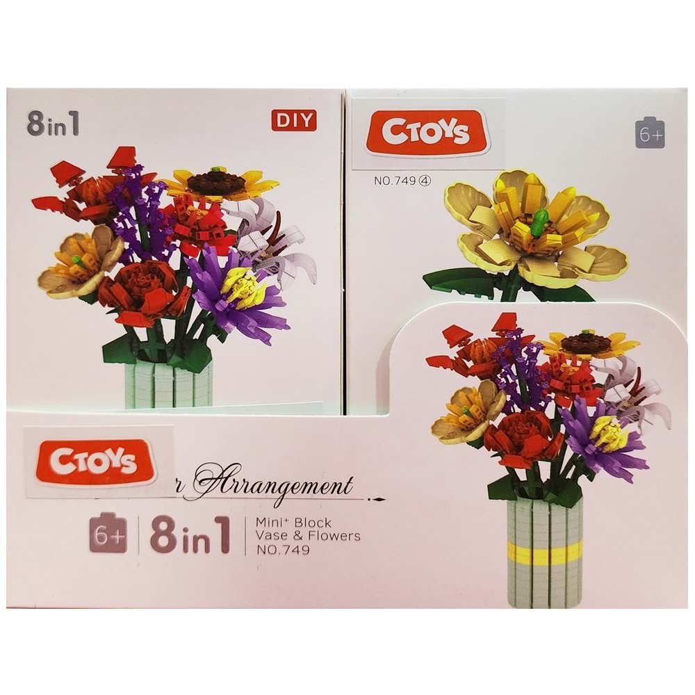 Ctoy Oyuncak Mini Blok Flower 8 Li Stant CTOY-749