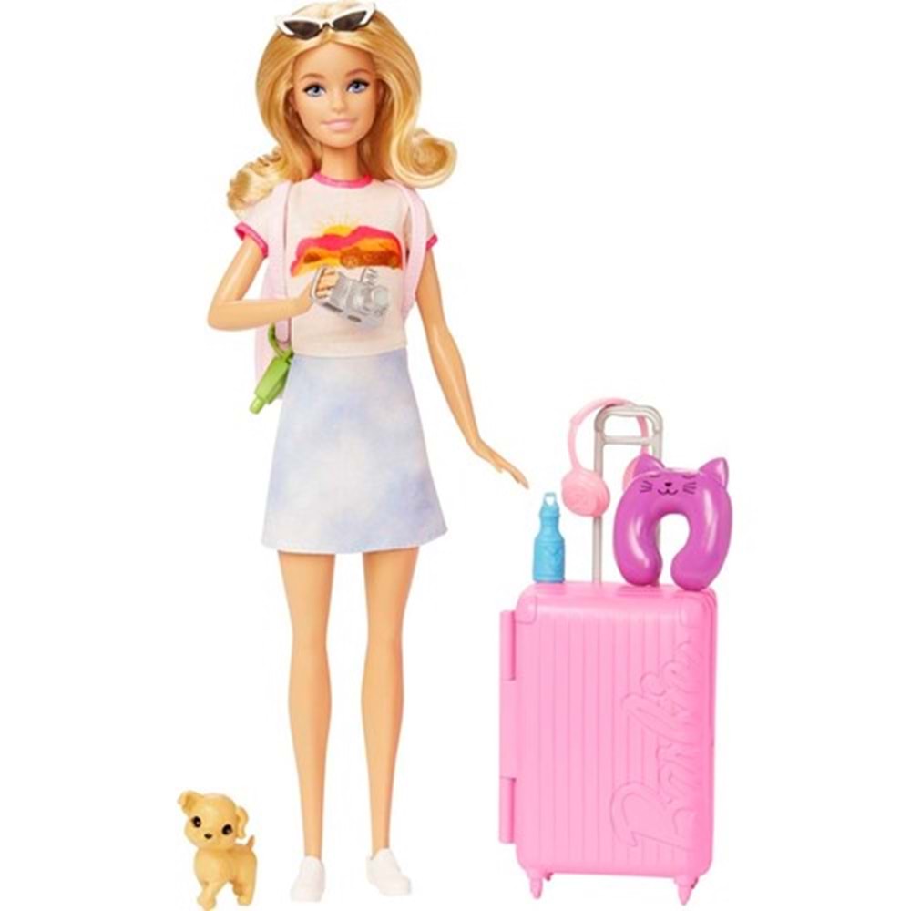 Barbie Seyahatte Bebeği ve Aksesuarları HJY18