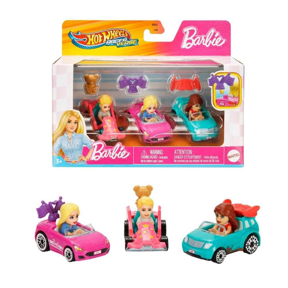Hot Wheels Racerverse Barbıe 3 Lü Araba Seti