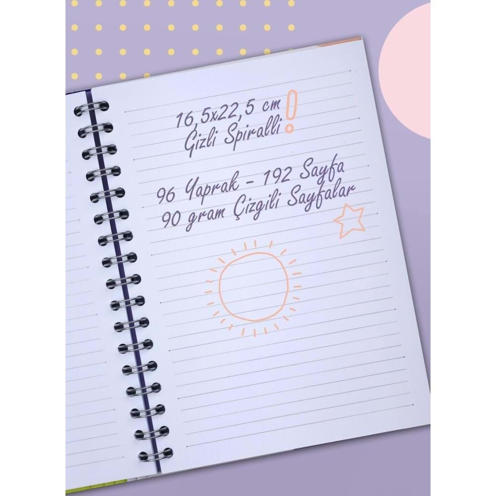 Victoria S Journals Gizli Spiralli Defter 17x24 96 YP Çizgili 124-1154