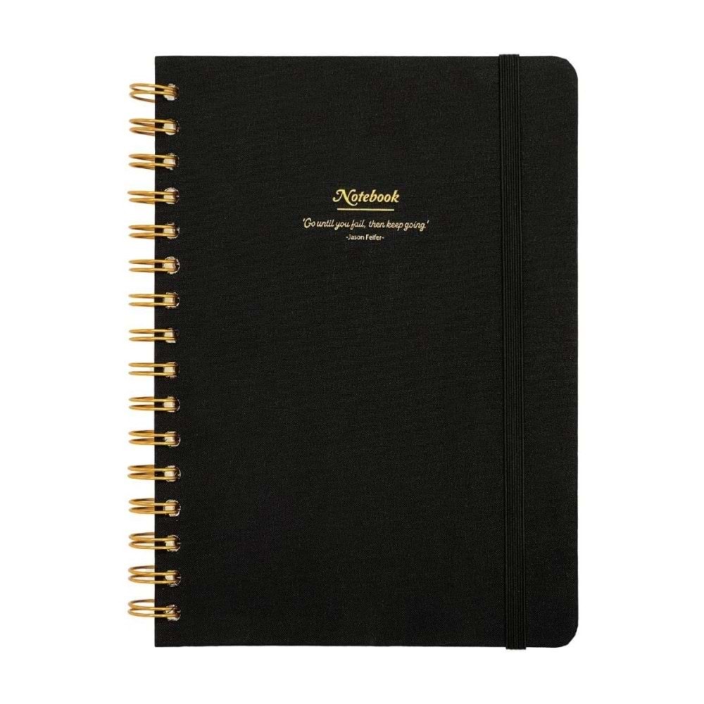 Victoria's Journals Canvas Sert Kapak Spiralli Defter A5 100GR 160 Sayfa Siyah