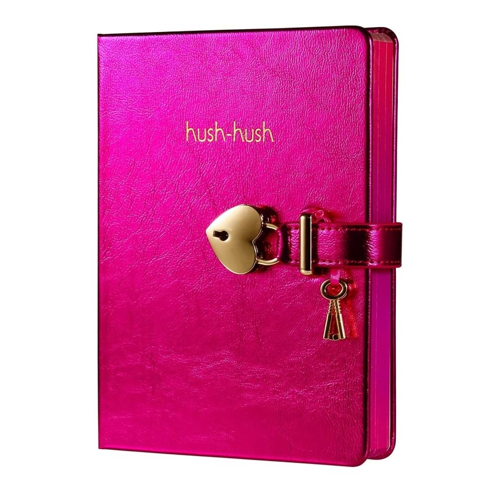 Hush Hush Kilitli Metalik Defter Kutulu 80 Gr 160 Yp Çiz.Pembe