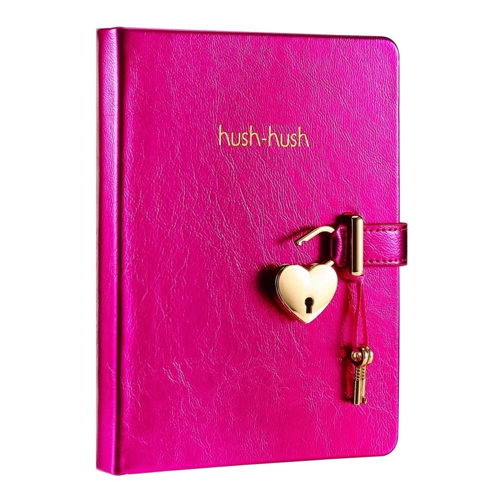 Hush Hush Kilitli Metalik Defter Kutulu 80 Gr 160 Yp Çiz.Pembe