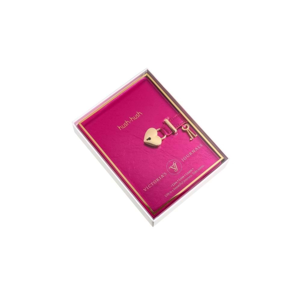 Hush Hush Kilitli Metalik Defter Kutulu 80 Gr 160 Yp Çiz.Pembe