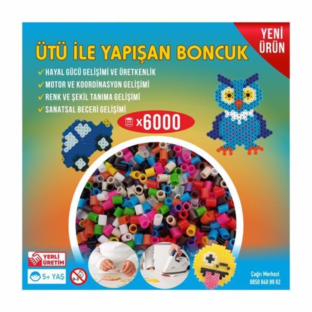 Nusrat Bilişim Ütü ile Yapışan 6000'li Renkli Boncuk-Tabla-Cımbız 3'lü Set