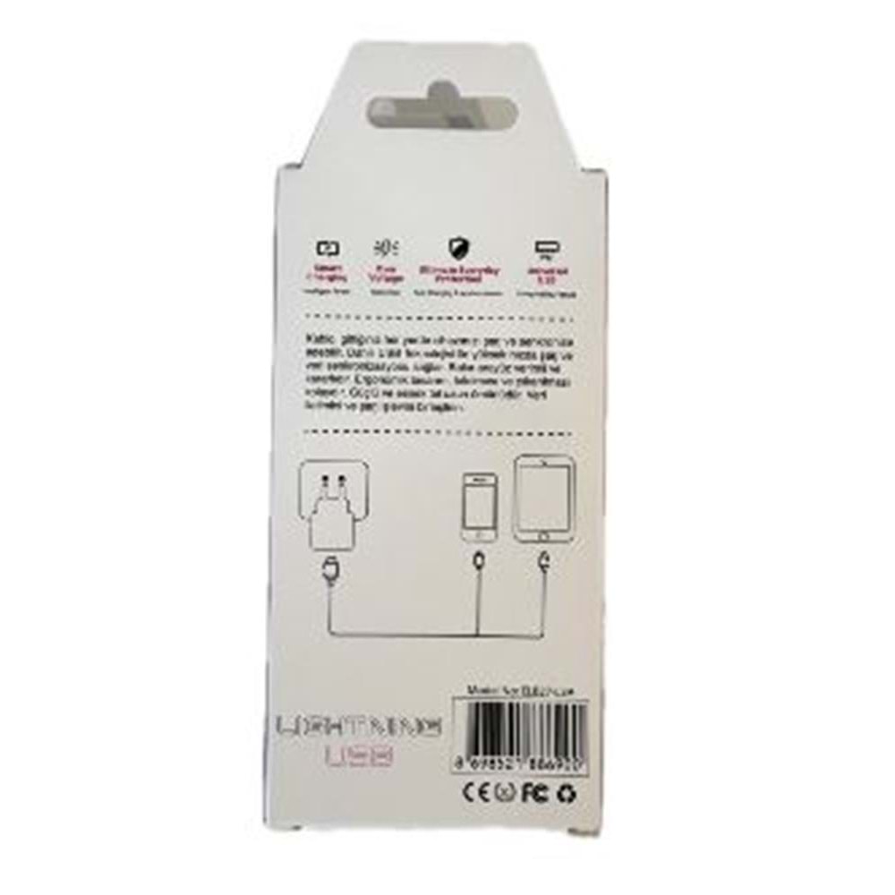 Elba Elb27-IOS 1Mt iPhone Lightning 3A Hızlı Şarj Hasırlı Şarj Kablosu Beyaz