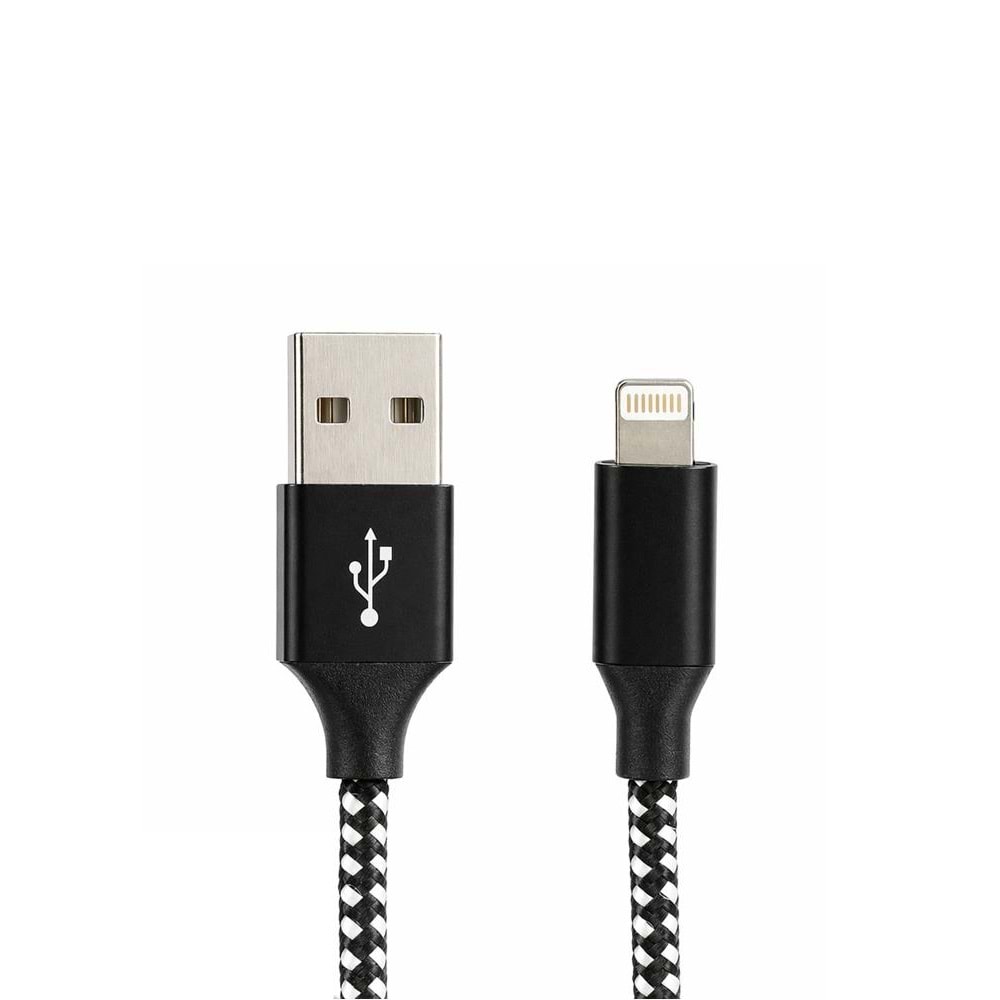Vcom CU251 Lightning to USB 3m 12W (5V-2.4A) Örgülü Şarj Kablosu