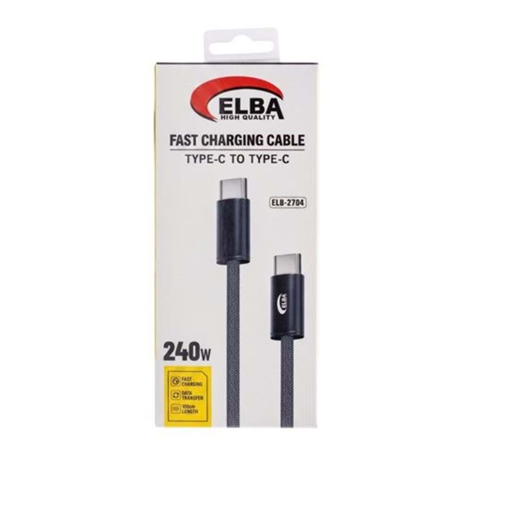 Elba ELB-2704 240w Type-c To Type-c 1mt Örgülü Desenli Şarj Kablosu 480Mps Hızlı Şarj