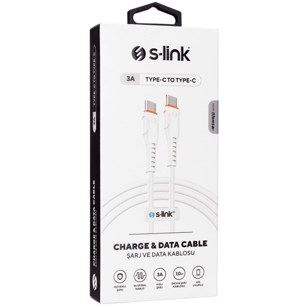S-link SW-C130 1m 60W TypeC to TypeC Hızlı Data + Sarj Kablosu
