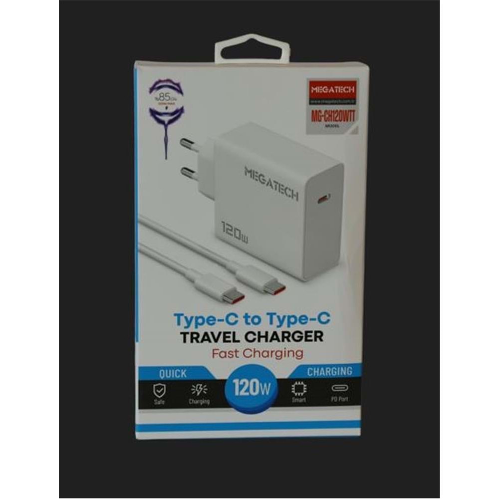 Megatech (MG-CH120WTT) 120W Type-C To Type-C Şarj Aleti