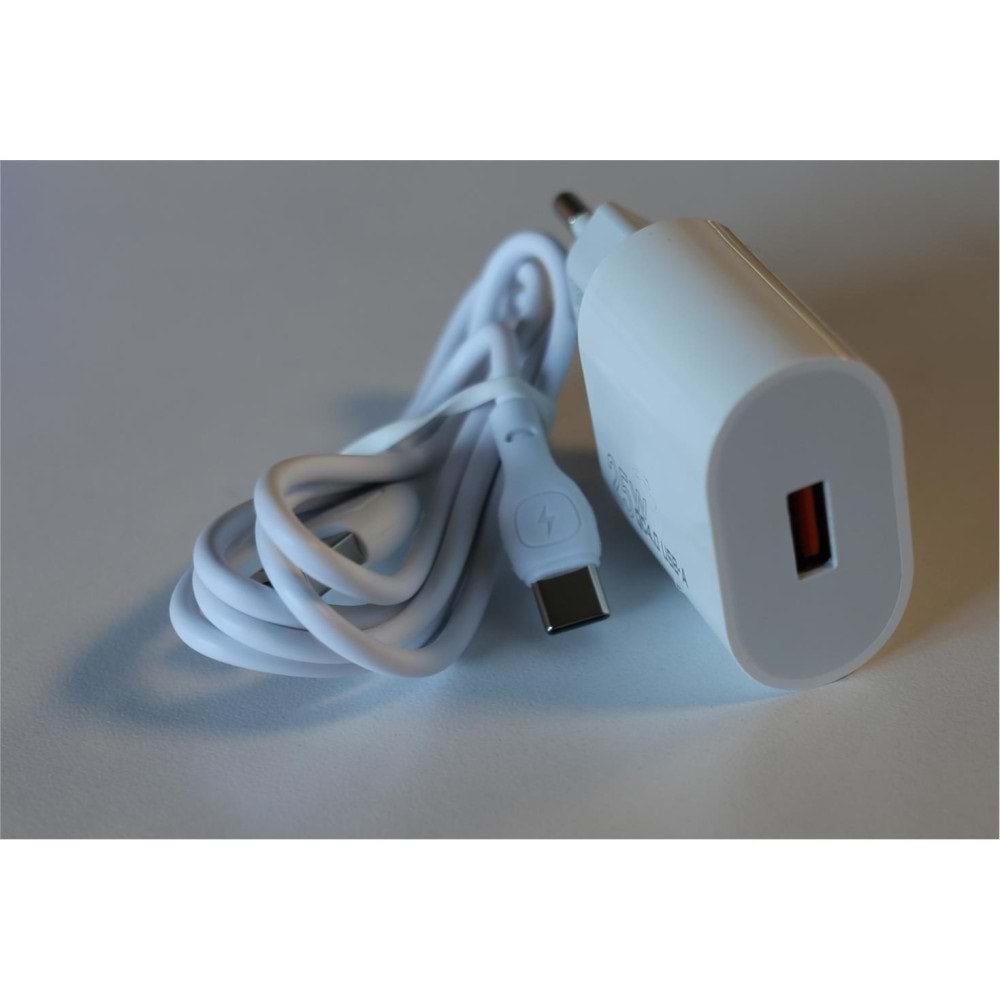 Elba ELB06-USB-25WTypc Beyaz Usb 25W Şarj Kafa+1Mt Usb Type-c Kablo QC4.0 (Akım Koruma-Hızlı Şarj)