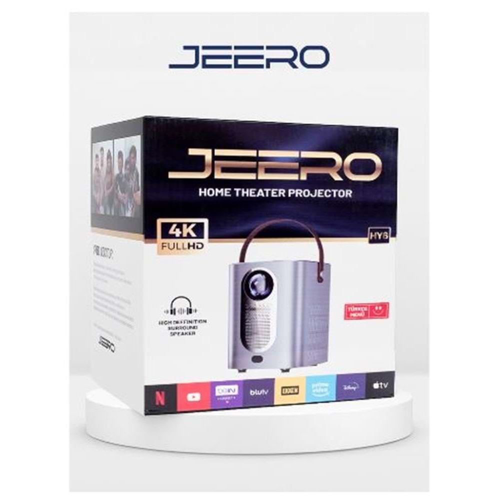JEERO HY6 4K HOME THEATER4K PROJEKTÖR (HİSİLİCON 325-QUAD-CORE A53-ANDROID)