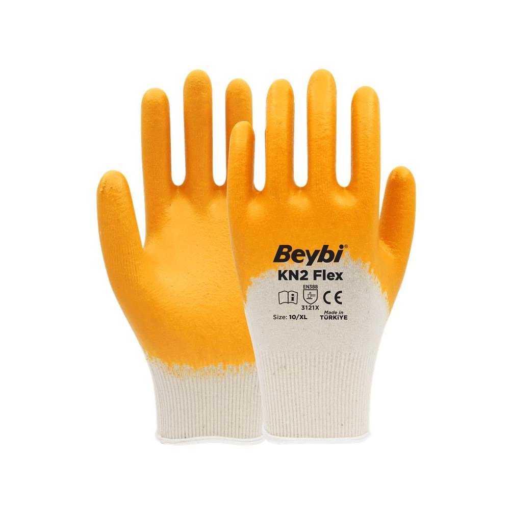Beybi Nitril PMK KN2 Flex 10 Beden Nitril Kaplı Pamuk Eldiven (3121x)¾ Nitril Kaplıdır
