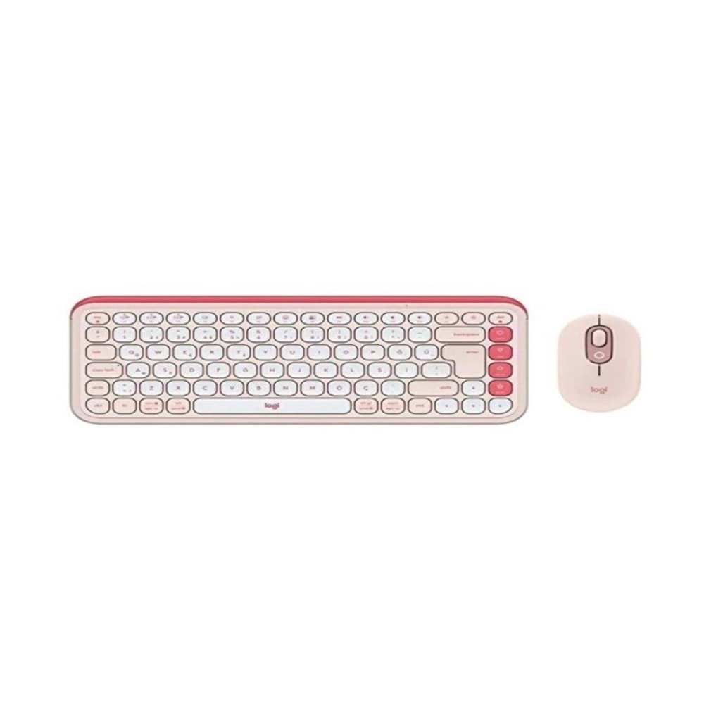Logitech Pop Icon Combo 920-013077 Pembe Kablosuz Klavye Mouse Seti