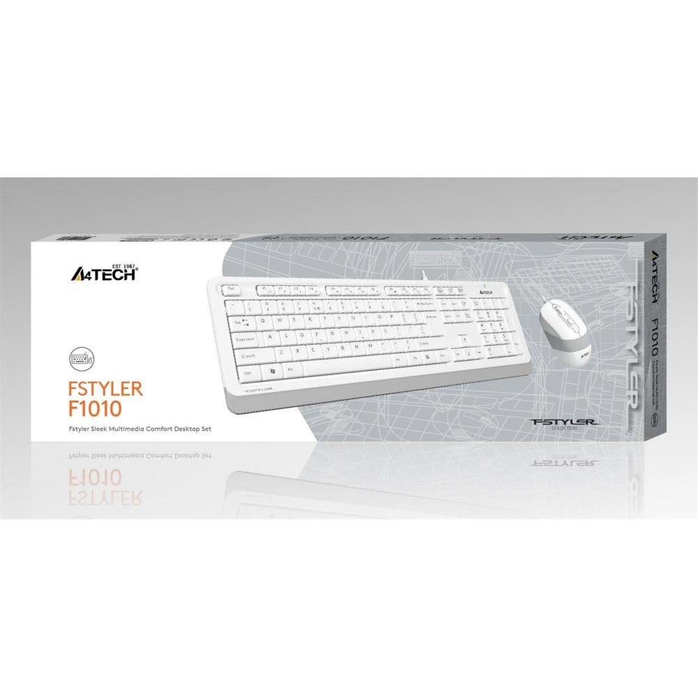 A4 Tech F1010 Q Usb Beyaz Fn-Mm Klv+Optik Mouse Set