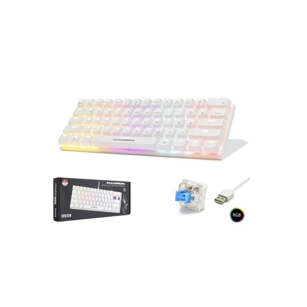 Hadron G508B Kablolu Oyuncu Mini Klavye Mekanik Blue Switch Rgb Q Beyaz