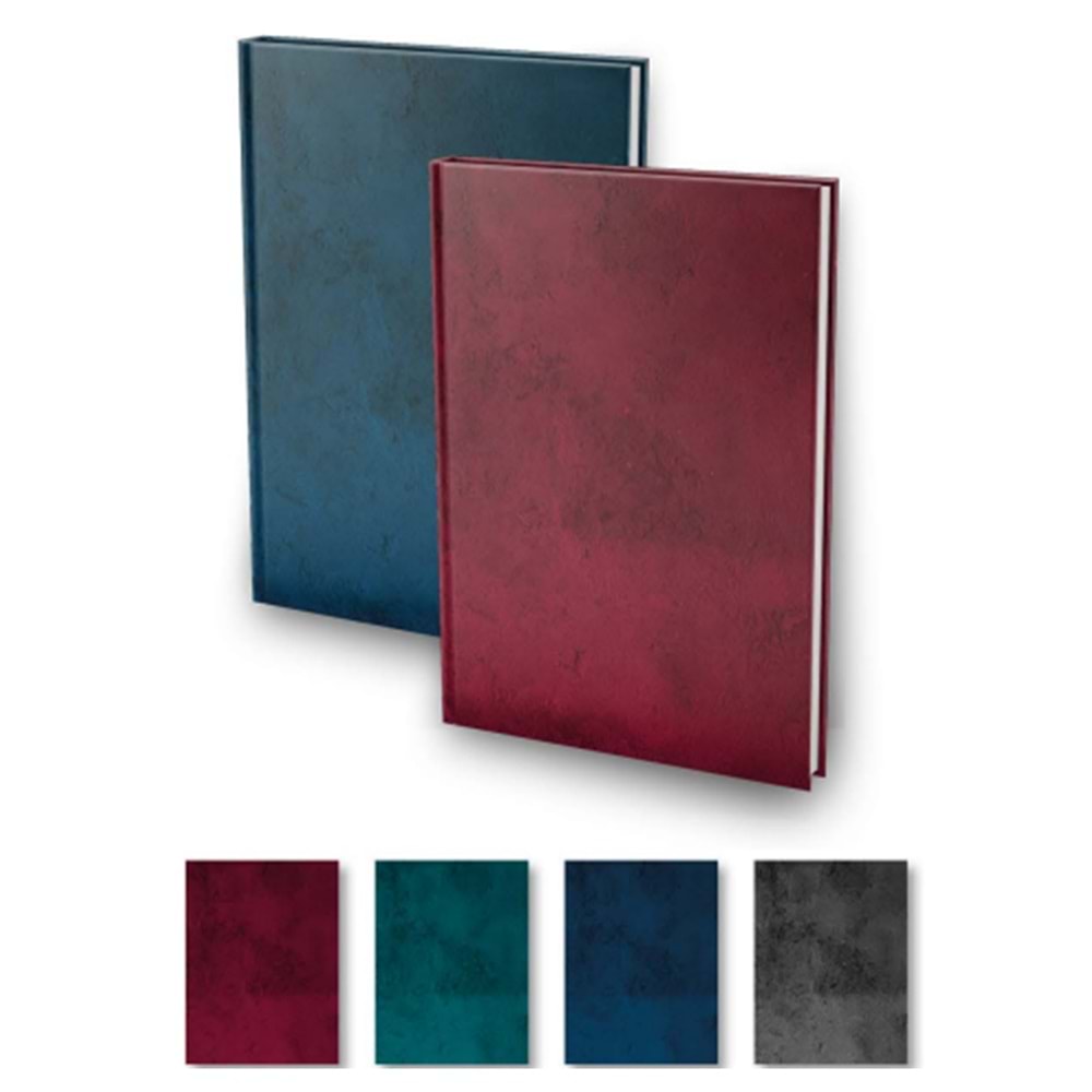 Elma Sert Kapak Defter Mermer Desen Ciltli 20x28 200 YP Çizgili