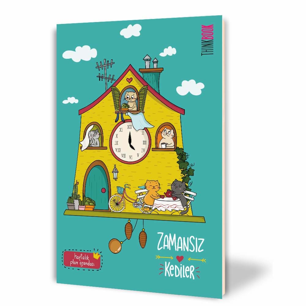 Thinkbook Zamansız Kedi Ajanda Saatli Köşk Zamansız 15x21,5